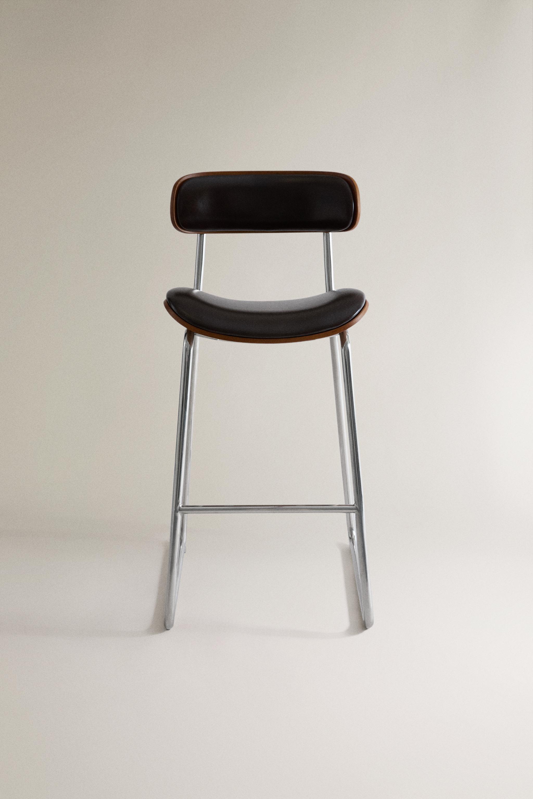 TABOURET HAUT CUIR ET ACIER INOXYDABLE